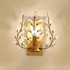 Lampa ścienna amerykański styl czarny retro willa el lobby dekoracja dekoracji sconce światła europejska złoto K9 Crystal Room Plant