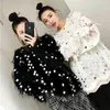 Women's Sweaters Women Sweater Black White Luxury Sparkle Sequins Loose High Street Party Knitting Pullovers Tassel Female NS11