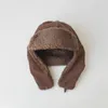 Berets 2-6 Years Old Winter Hats For Child Lamb Wool Bomber Boys Girls Thick Ushanka Earflap Pilot Hat Outdoor Warm Caps