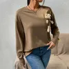 Ropa étnica Primavera Otoño Camiseta de manga larga para mujeres Casual O-Cuello Camisetas sólidas Camisetas sueltas y cómodas para mujer Vintage Streetwear