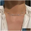 Anhänger Halsketten Feiner Sier-Schmuck Minimal Zarter Cz Türkischer Böser Blick Charm Zierlicher Halsband Schlüsselbein Entzückende Frauen Mädchen Kette Hals Dh2Db