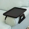 Tea Trays Sofa Armrest Clip On Tray 1x Portable Table TV For Breakfast Dessert Deep Brown