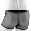 Mutande Intimo uomo Maglia trasparente Boxer Pantaloncini Bikini Mutandine uomo Ecopelle Custodia con fibbia staccabile Cueca Masculinas