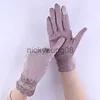 Five Fingers Gloves Five Fingers Gloves 1 Pairs Anti-UV Thin Lace Bow Wave Point Sunscreen Driving Touch Screen Black Mittens Women x0902 x0903