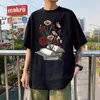 Herren-T-Shirts, Manga-Blumen, T-Shirts für Damen, Herren, Cartoon-Baumwolle, Gothic-Grafik-T-Shirt, Sommer, lässig, kurzärmelig, übergroßes Oberteil