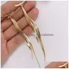 Stud Korean Vintage Glossy Arc Bar Long Tassel Drop Earrings For Women Gold Color Geometric Fashion Jewelry Luxury Hanging Pendientes Dhhfq