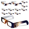 Lot de 12 lunettes pour éclipse solaire par la NASA, usine approuvée CE et certifiées ISO pour la qualité optique, offrant une visualisation sûre du soleil pendant l'éclipse solaire.
