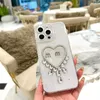 Designers iPhone -fodral för 14 Pro Max Fashion Heart Mirror 12 11 Telefonfodral Transparent Womens iPhone13Promax Falls Skyddsskydd