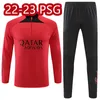 2223 PsGg Survetement Chandal Soccer Sets Mbappe Survêtements Costume d'entraînement Maillot Jersey Jacket Kit 2023 Messis Top Qualité Hommes et Enfants Jogging