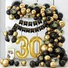 その他のイベントパーティーのサプライズブラックゴールドバルーンガーランドアーチキット紙吹雪ラテックスハッピー18 30 40 50年前の誕生日装飾大人記念日230901