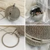 Kvällspåsar silver mini rund boll för kvinnor mode diamanter koppling väska damer messenger kedja handväska ftb166 230901