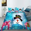 Set di biancheria da letto Cartoon Snow Pupazzo di neve Albero di Natale Stampa digitale Tessili per la casa Camera da letto Federe per piumini multi-size 2/3 pezzi