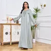 Roupas étnicas Jalabiya Vestidos Abaya Eid Mulheres Muçulmanas Vestido Kaftan Ramadan Robe Prego Bead Cinto Caftan Marocain Abayas Elegante