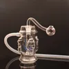 Brûleur à mazout en verre à quatre têtes de mort Bong Narguilé pour plates-formes pétrolières Conduites d'eau Bongs Matrix Perc Bubbler Pipe à eau pour fumer Dab Rig Cendrier avec tuyau de brûleur à mazout en verre mâle