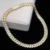 Luxury Hip Hop 15mm Ice Out Cuban Link Chain 925 Sier Four Row Moissanite Necklace for Women Men