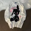 Haut décontracté gothique européen et américain Y2K mode lapin imprimé Kawaii Grunge Streetwea Vintage tricoté Harajuku hiver pull pour hommes