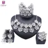 Luxo dubai ouro cor flor conjunto de jóias itália elegante feminino colar brincos pulseira anel noiva acessórios festa de casamento