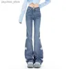 Kvinnors jeans Deeptown Star Girl Y2K Gyaru Flare Jeans Kvinnor Vintage Acubi Pants Korean Fashion Low Rise Baddies Streetwear Legging byxor Q230901