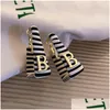 Dangle Chandelier Letter B Earrings For Women Leather Lattice Drop Vintage Zebra Pattern Exquisite Ear Jewelry Gifts Delivery Dhcnt