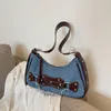 Sacs de soirée HAEX Vintage Femmes Sacs à main Mode Punk Moto Style Chaînes Rivet Bolso Mujer Français Patchwork PU Sac A Main Femme Shoppers