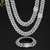 China Jewelry Factory Punk Style 16mm White Gold Plated AAAAA Buguette CZ Diamond Iced Out Cuban Link Chain Necklace For Men