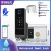 Дверные замки водонепроницаемой Wi -Fi Finger -отпечаток Smart Door Lock Smart Card Цифровой код электронный замок дверной дверь Ttlock VR8 HKD230902