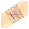 Other Bracelets Colorf Fashion Friend Ship Gift Adjustable Cotton Wave Rope Hand Line Bracelet With Copper Beads Mtiple Colors Mixed D Dhsqz