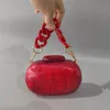Kvällspåsar Pearl Red Oval With Harts Handle Acrylic Box Clutches Handväskor för kvinnor Mini Bag Axla Bohemian Party Wedding Purse 230901