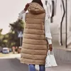 Gilet da donna Giacca da donna con cerniera laterale Elegante invernale imbottita con cappuccio slim fit con tasche sull'orlo di media lunghezza per A