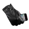 Pięć palców Rękawiczki Pięć palców Rękawiczki 2PCS skórzane mężczyźni termiczne sporty zimowe za pomocą telefonu Guantes Cykl motocykla zagęszczanie wodoodporne jazdą x0902