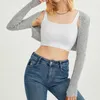 Women's Knits Vintage Casual Long Sleeve Skinny Stripe Crochet Shawl Cardigan Shrug 2023 Autumn Fashion Knitted Cropped Tops