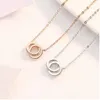Klassisk högutgåva Designhänge Love Necklace For Women Girls Double Loop Charms 316L Titanium Steel Wedding Jewelry Collares SS