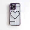 Heart Love IPhone 15 14 Pro Max için Krom Kılıflar Plus 13 12 11 Moda Lüks Yumuşak TPU LOVER Berrak şeffaf bling ince delik metalik kaplama cep telefonu geri kapaklar