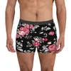 Sous-vêtements Hommes Boxer Sexy Sous-vêtements Rose Motif Rose Noir Mâle Culotte Poche Pantalon Court