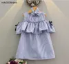 Vestido de niña de diseñador Vestido de verano sin mangas a rayas lindo vestido con estampado de rayas falda con diadema 2 piezas ropa para niños