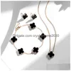 Colar de bracelete de moda pendente Four Folle Clover Lucky Set Set