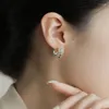 Dingle örhängen i etnisk båge med stenkristall bred ringörning damer gyllene pläterade ihåliga spetsarör piercing designer smycken
