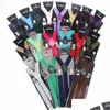 Altri accessori moda Bretelle in pelle elastica Uomo 3 clip Pantaloni vintage da donna con bretelle Sospensione per gonne 38 colori Dhlit