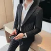 Мужские костюмы в британском стиле Spring Luxury One Button Black Blazer Jackets for Men Clothing 2023 Business Formal Wear Slim Fit Coats