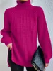 Kvinnors tröjor Kvinnor Autumn Winter Solid Sweater Pullovers Elegant Office Lady Pullover Lång ärm O Neck Loose Split 2023