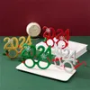 2024 New Year Glasses Frame Photobooth Props Merry Christmas Ornaments Xmas Navidad Gifts New Year Eve Party Favors Decorations