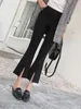 Kvinnors byxor som arbetar slits Microhorn Elastic Force Slim Fit Women Side Zipper Kvinna Retro Classic Streetwear Suit 2023