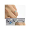 حلقة Solitaire غرامة نقية 925 Sterling Sier Jewelry Mini Round Opal GEM حساسة الحد الأدنى البسيط الحجر الفردي 230621 تسليم DHS57