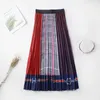 Faldas Mujer Moda Gasa Falda Plisada Floral Longitud Media Cintura Elástica Con Gran Oscilación Una Línea