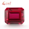 Loose Gemstones 5# Red Color Ruby Rectangle Shape Emerald Cut Artificial Sapphire Corundum Gem Stone For Jewelry Making