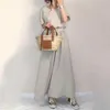 Damen Zweiteilige Hosen 4-Farben-japanisches koreanisches Schlankheitskleid für Frauen im Sommerstil Waitband Solid Color Long Set Y2k