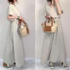 Damen Zweiteilige Hosen 4-Farben-japanisches koreanisches Schlankheitskleid für Frauen im Sommerstil Waitband Solid Color Long Set Y2k