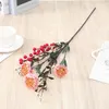 装飾的な花3ヘッド秋のボールchrysanthemum with Red Berry Flower Branch DIY Home Wedding Party Decoration Fake Plants