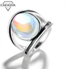 Cluster Rings Vintage 925 Thai Silver Ring Colorful Moonstone For Women Gift Jeweller Grossiststorlek 6-10