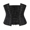 Women's Shapers Plus Size Women Sexy Underbust Corset 24 Steel Boned Waist Cincher Trainer Short Torso Body Shaper Lace Up Bustier